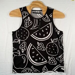 Edgar + Ash Mens L Tank Top Black White Fruit Graphic Print Cotton Summer NWT